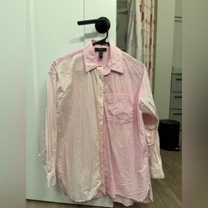 Aqua Light Pink Striped Casual Shirt